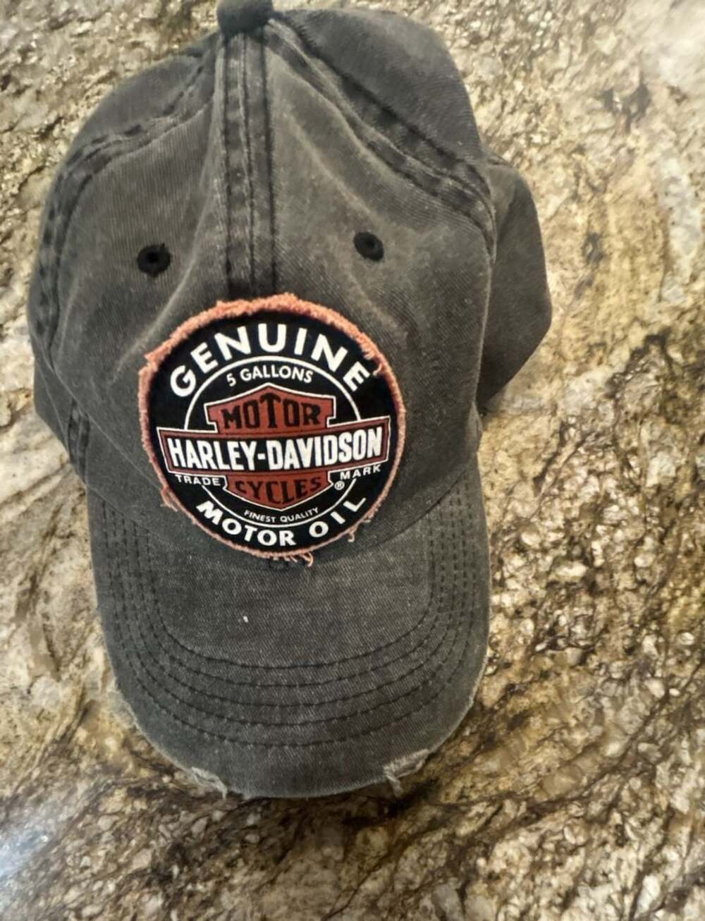 Harley-Davidson Genuine Motor Oil Distressed Baseball Cap Gray